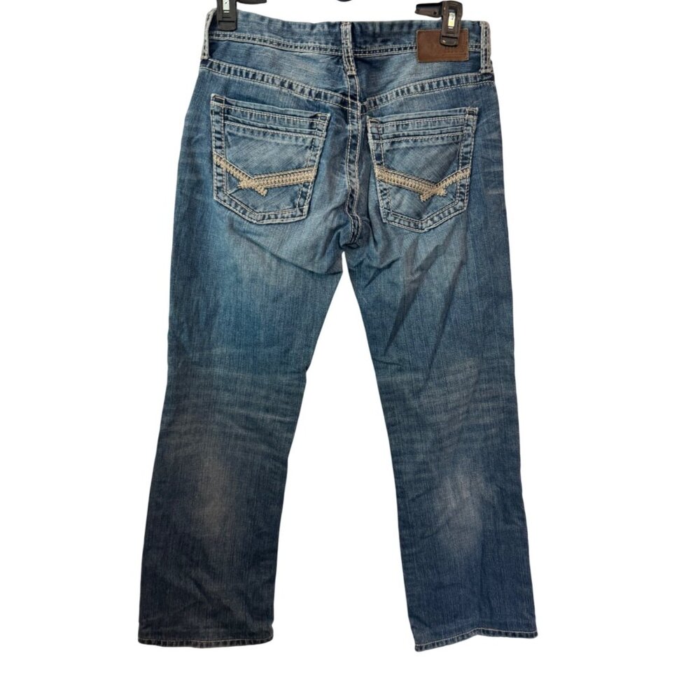 BKE Carter Straight Leg Denim Jeans Men’s 32L Blue Medium Wash Contrast Stitchin